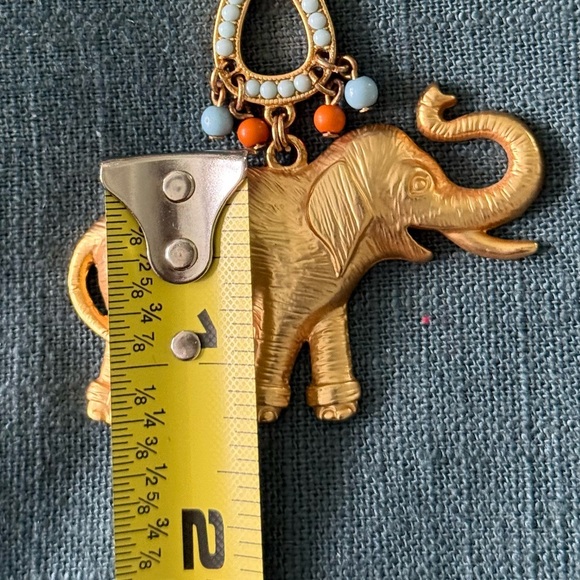 Gold Tone Trunk Up Elephant Necklace - Picture 9 of 10